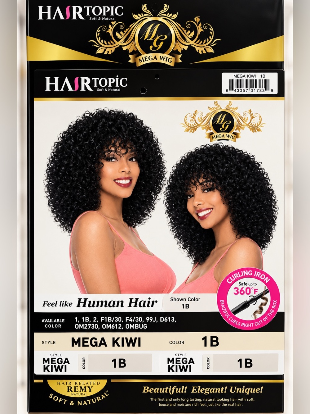 Hair Topic Mega Wig | Women’s Curly Wig - 1B Black
